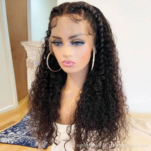 Sunlight free sample virgin brazilian 12a grade virgin human hair indian hair wigs wig pre pluck front lace wig water wave